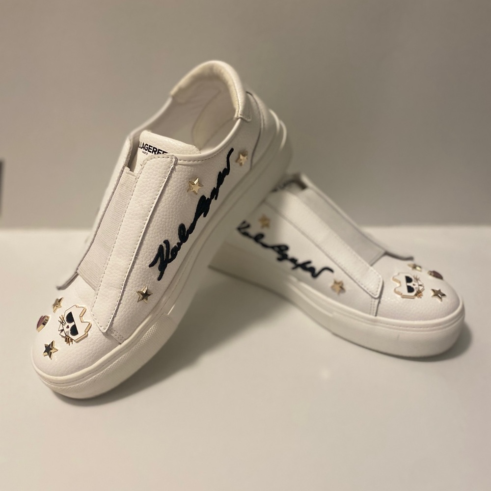 Karl Lagerfeld White Slip-On Sneakers - Picture 2 of 13